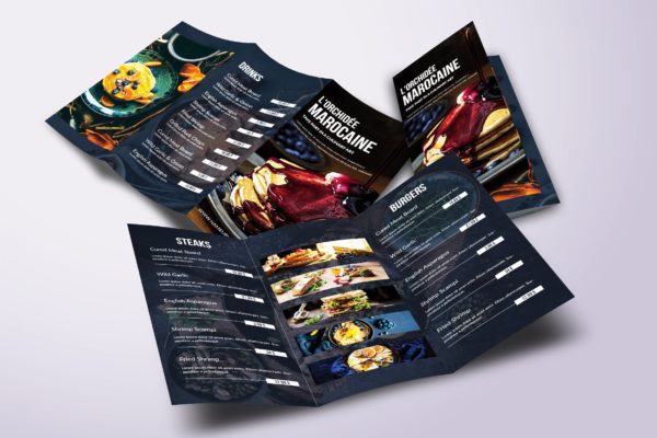 A4&amp;美国信纸尺寸三折页餐厅点餐菜牌设计模板 Fresh Minimal Trifold A4 &amp; US Letter Food Menu