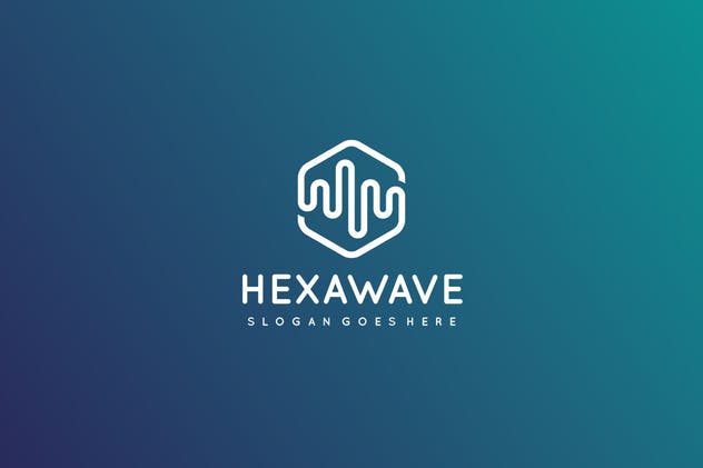 六边形蓝色波浪品牌Logo设计素材 Hexagon Wave Logo插图(1)