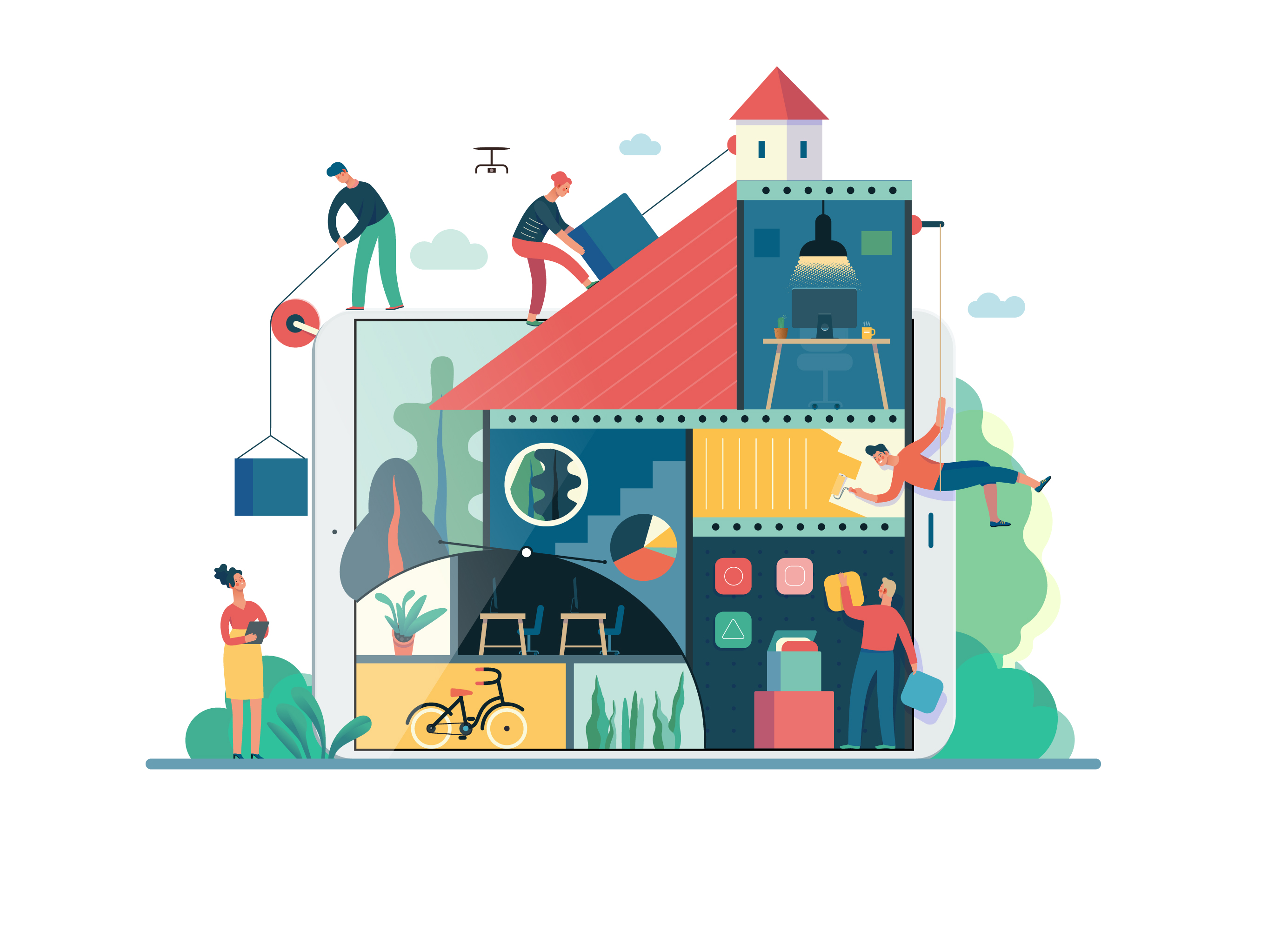 互联网多种商业业务概念扁平化插画下载[Ai]插图(20)