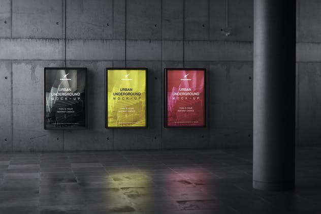 城市地下通道地铁灯箱/广告牌样机 Urban Underground Lightbox / Billboard Mock-Ups插图(7)