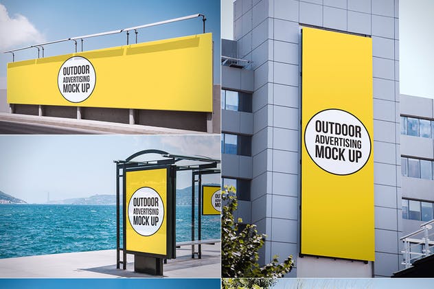 户外广告牌样机模板 Outdoor Advertising Mock Up插图(1)
