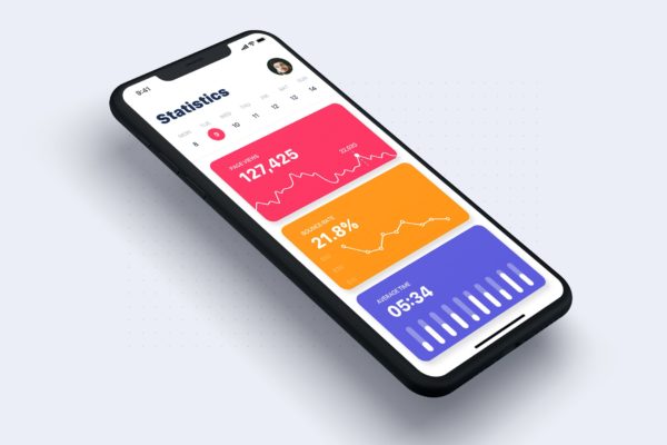数据统计分析APP用户界面设计模板 Analysis Dashboard &amp; Statistics UI mobile App