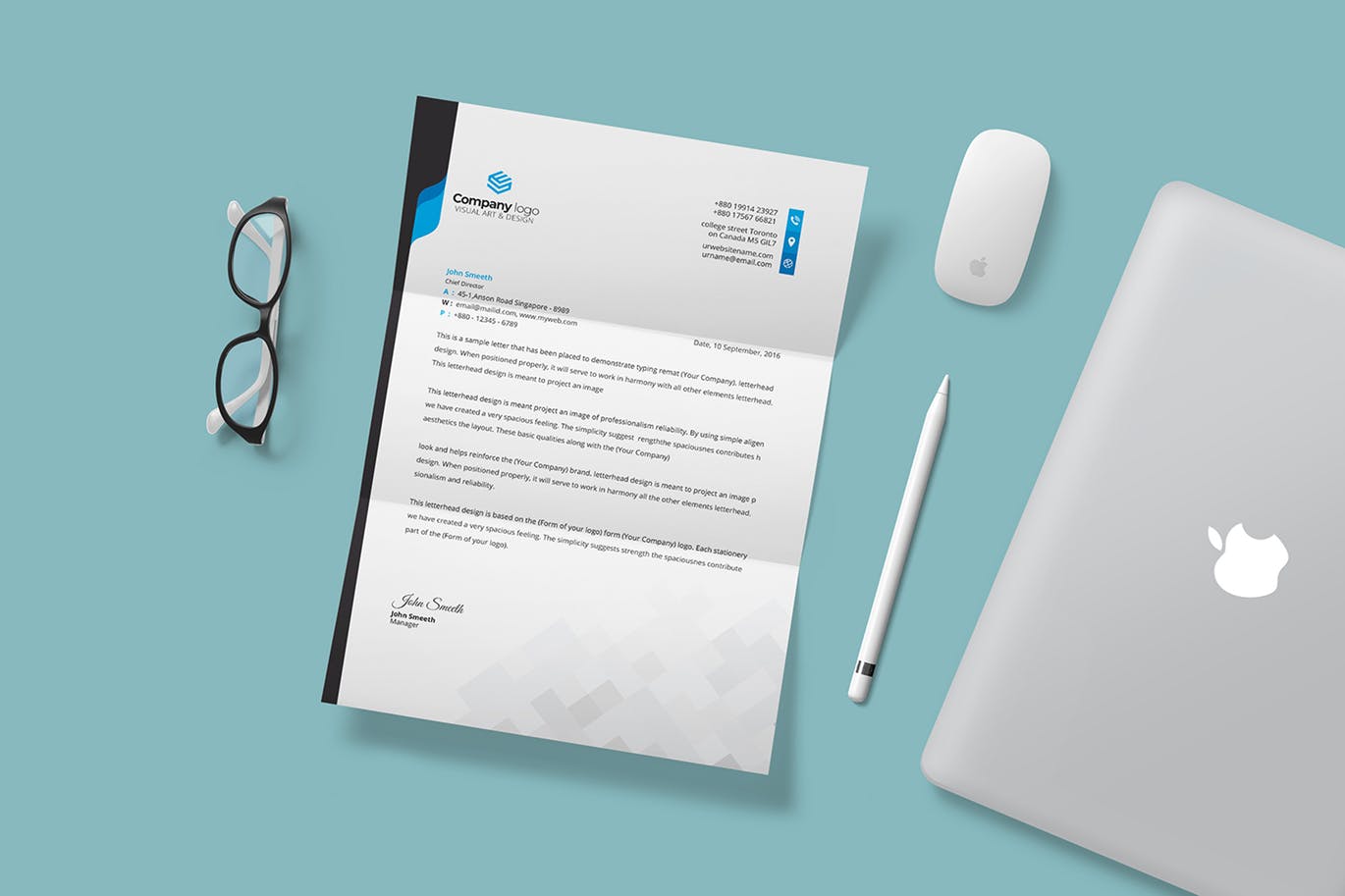 矢量可定制设计企业信纸模板 Letterhead插图