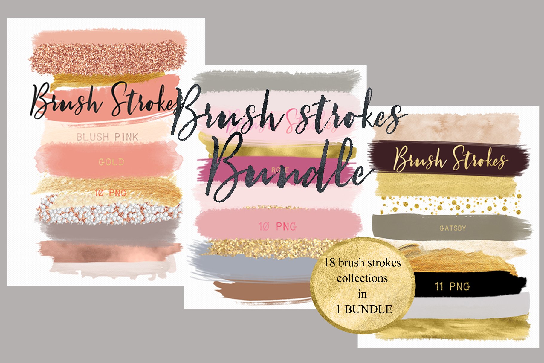 181个水彩手绘笔画透明背景素材 Brush strokes BUNDLE插图(3)