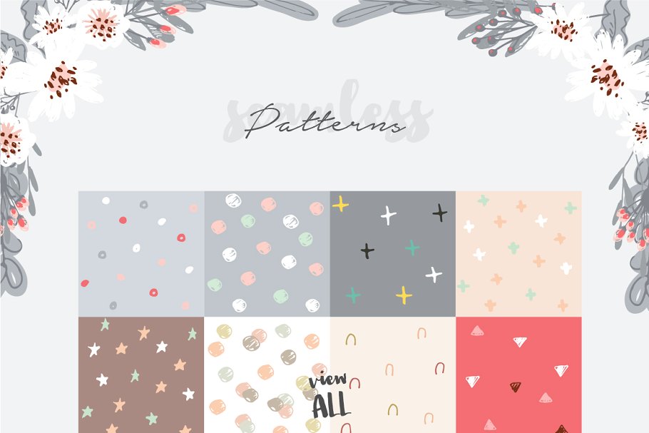 手绘花卉插画元素合集 Hand Drawn Floral Kit插图(6)