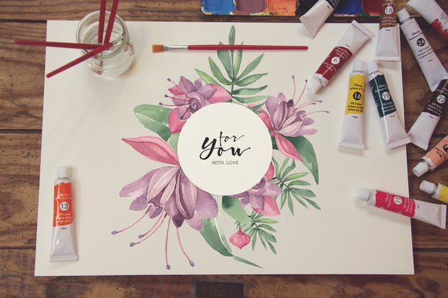 画室创作场景画纸样机模板v4 Paper Horitzontal插图(1)