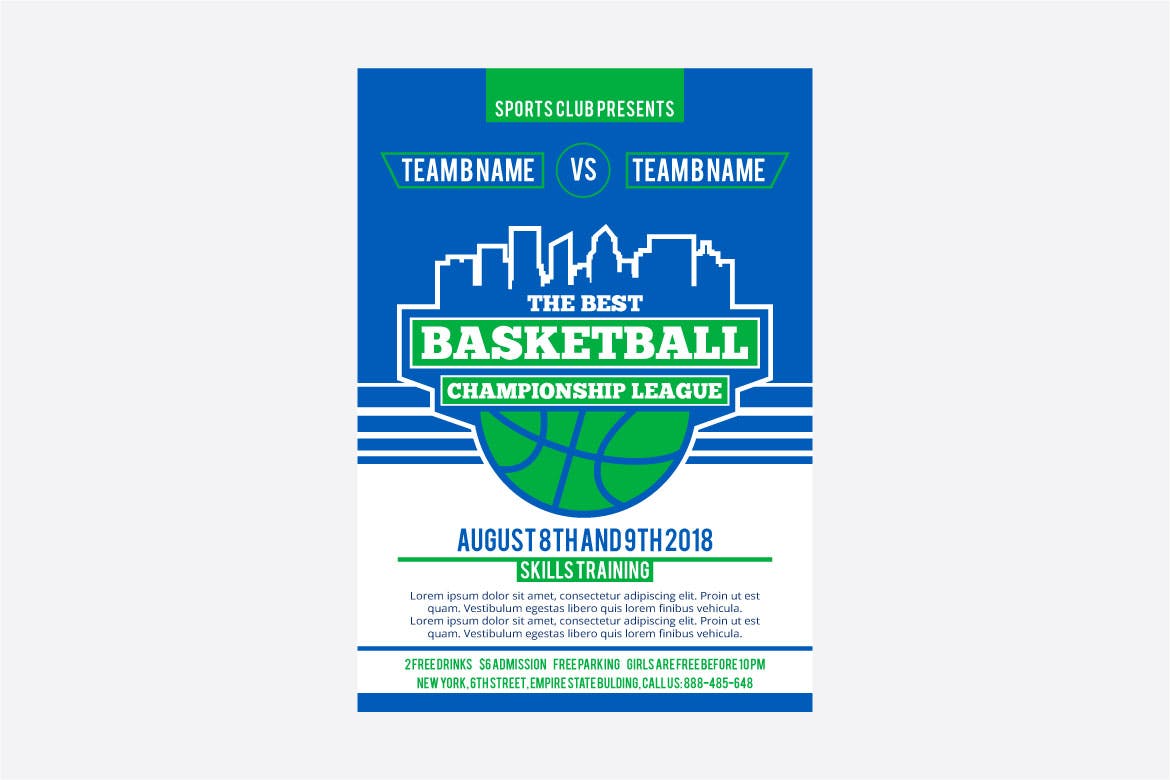 篮球比赛体育赛事海报设计模板 basketball flyer template插图(2)