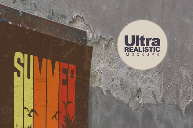 复古海报水泥墙张贴效果样机模板 Venetian Simply Wall插图(3)