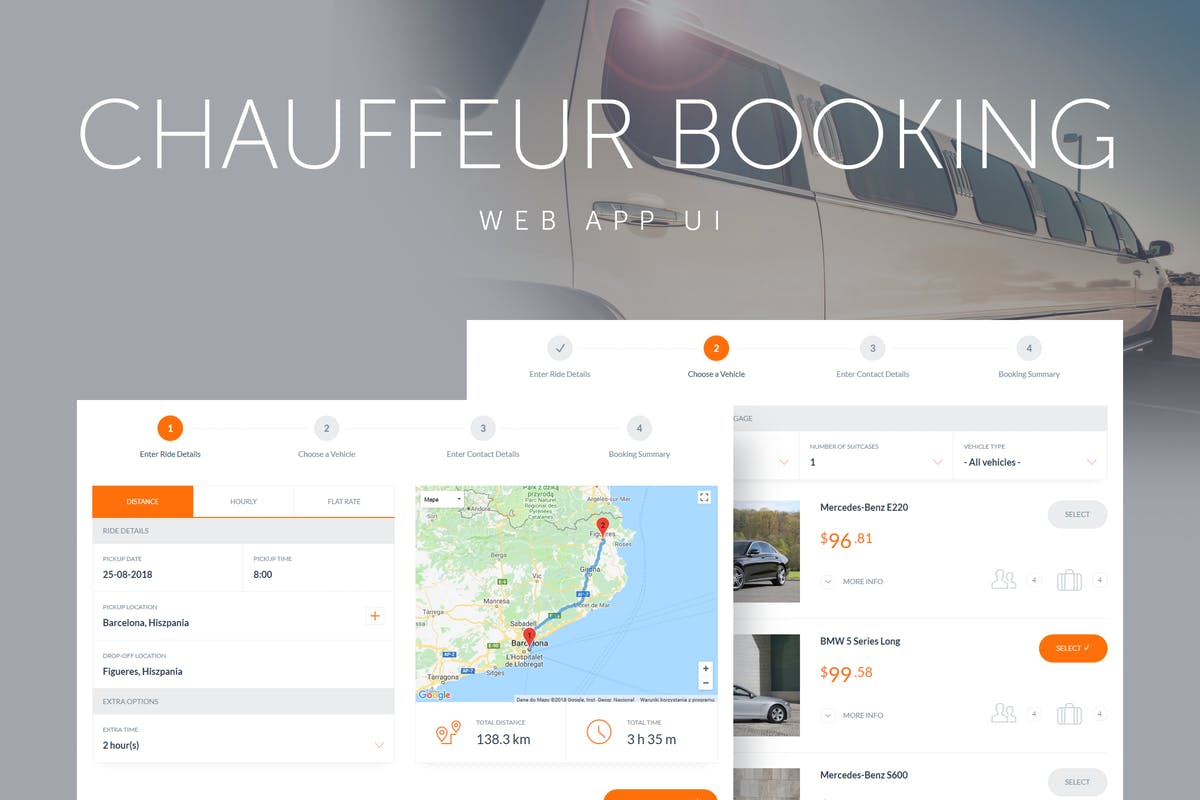 网约车滴滴出行类手机APP应用UI套件 Chauffeur Booking System Web App UI插图