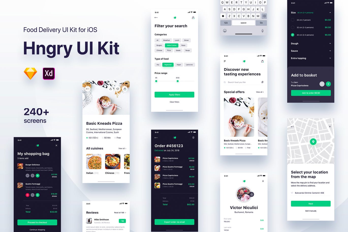 外卖送餐APP应用UI设计套件 Hngry UI Kit – Food Delivery UI Kit插图