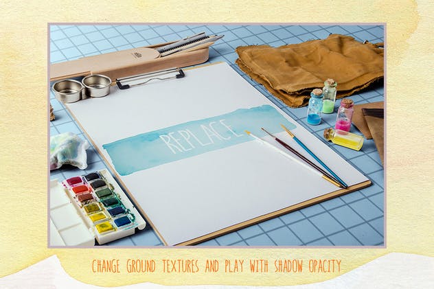 水彩颜料艺术插画样机 Watercolor Paint Mock Up插图(3)