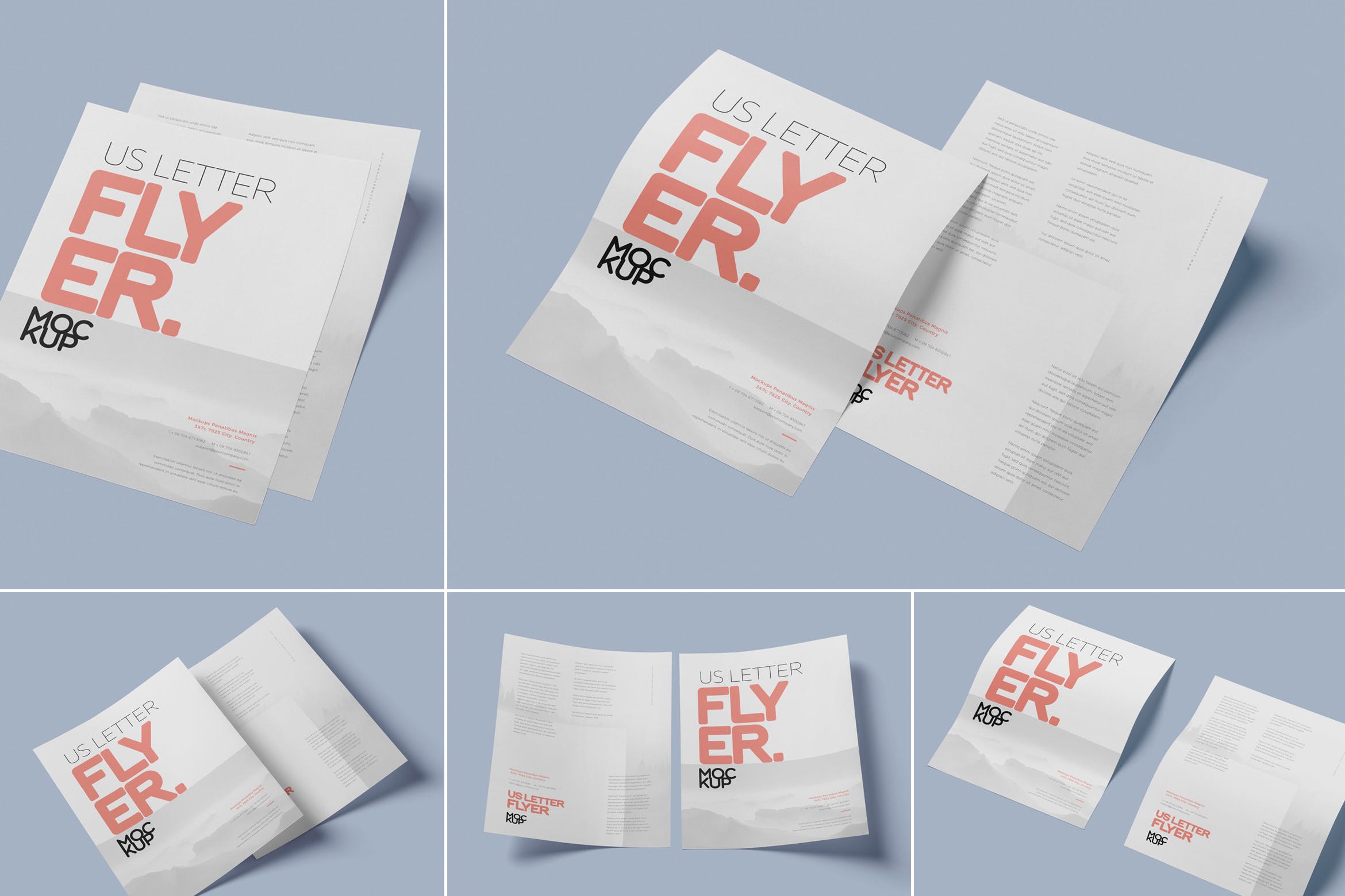 美国信纸设计规格企业传单设计效果图样机 US Letter Flyer Mock-Up插图