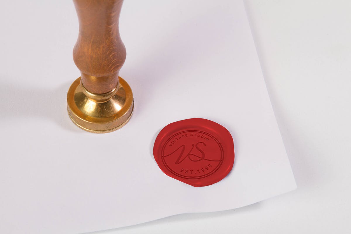复古信笺蜡封印章设计样机 Wax Seal Stamp Mock Up插图