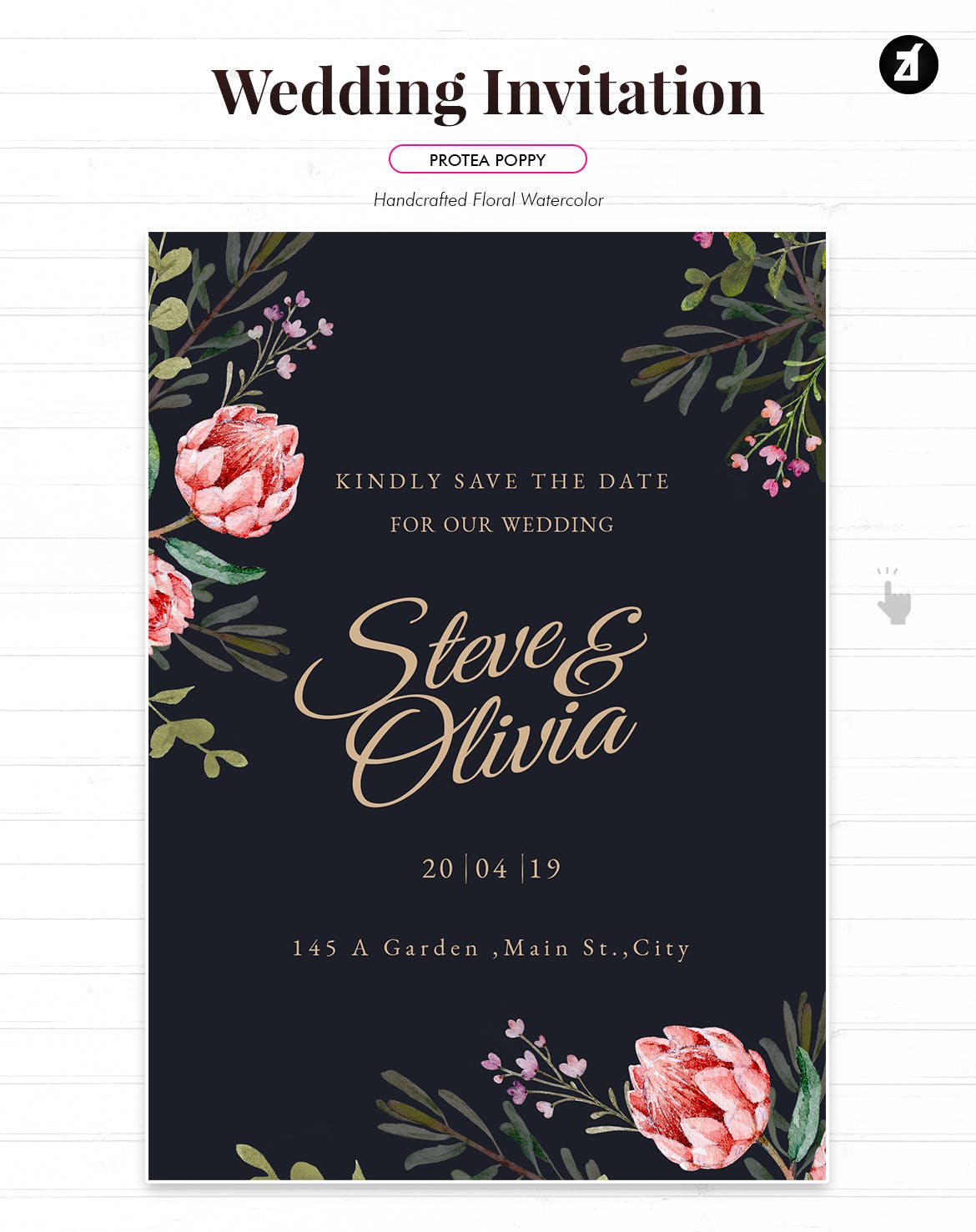 水彩手绘花卉婚礼婚宴邀请平面设计素材 Floral Hand-drawn Watercolor Wedding Invitation插图(2)