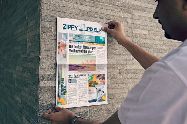 新闻报刊排版设计效果图样机模板 Newspaper PSD Mockups插图(7)