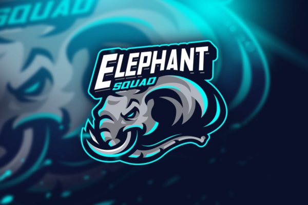 球队团队形象Logo模板 Elephant Squad – Mascot &amp; Esport logo