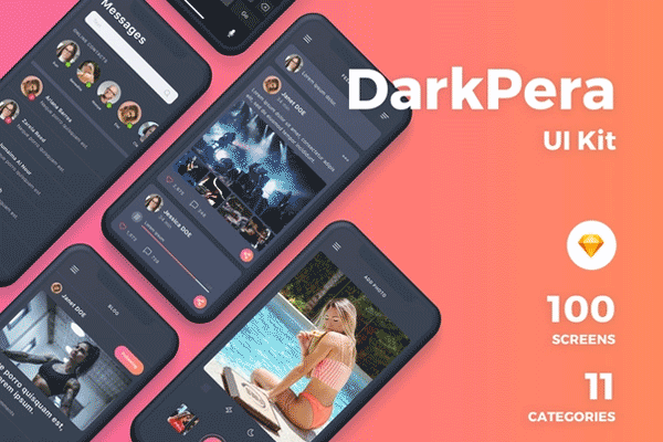素材库下午茶：多功能的高端社交APP UI KIT [Sketch]