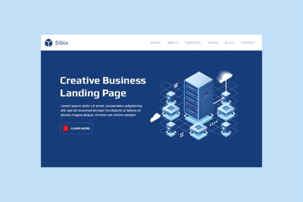 云服务主题插画网站着陆页设计素材库精选模板 Siblo – Hero Banner Landing Page Template