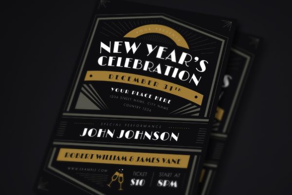 新年倒计时主题派对海报传单设计模板 New Year Flyer