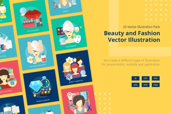 25个美容&amp;时尚主题矢量插画素材库精选设计素材 Beauty and Fashion Vector Illustration