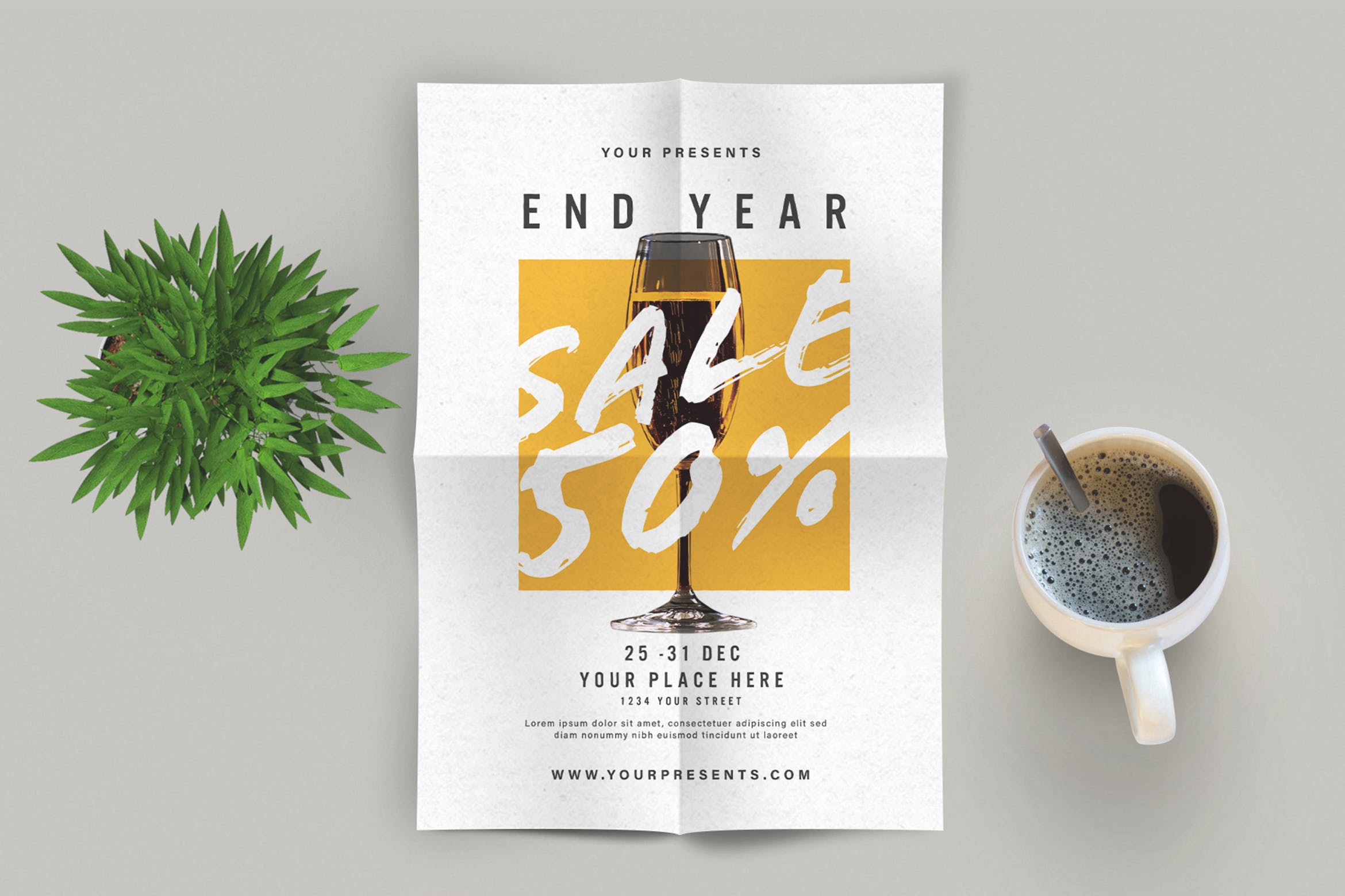 年终&新年礼物促销广告海报传单素材库精选PSD模板 New Year Sale Flyer插图