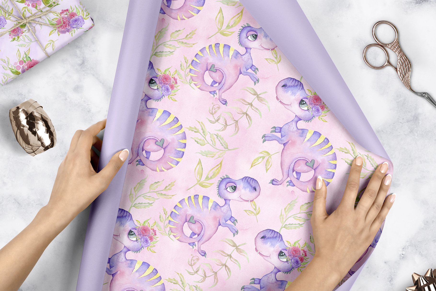 手绘水彩恐龙剪贴画 Dinosaurs Hand-painted Watercolor插图(7)