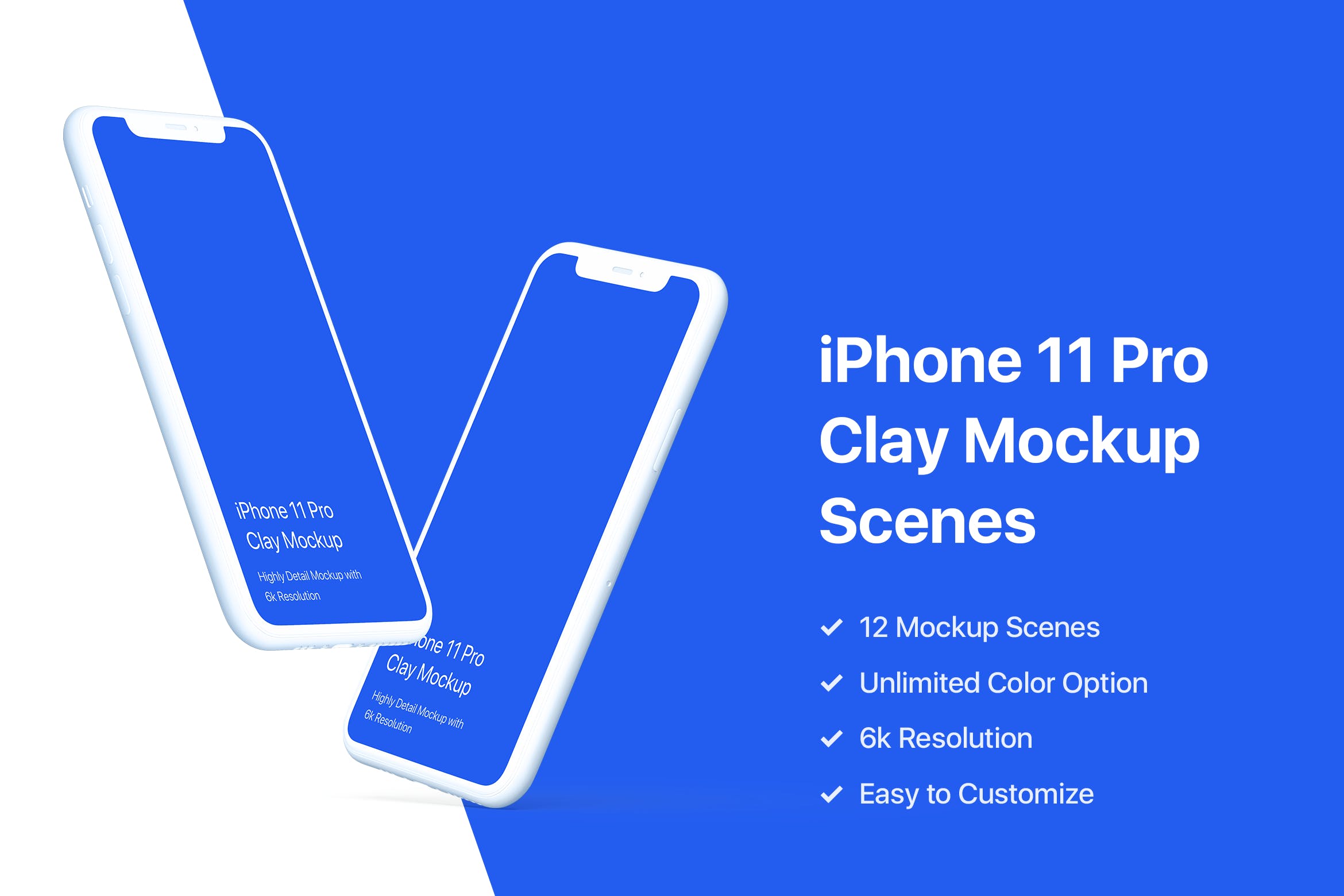 黏土陶瓷风格iPhone 11 Pro手机素材库精选样机模板 iPhone 11 Pro Mockup – Clay Mockup Pack插图