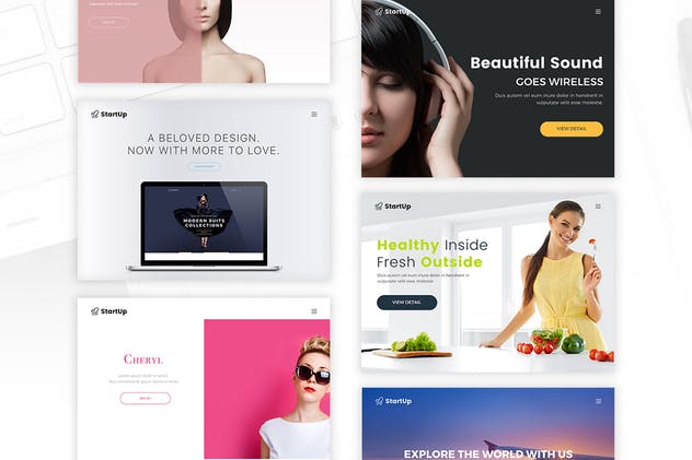 创意互联网项目网站UI模板素材 Startup – UI Kit for Sketch插图(1)