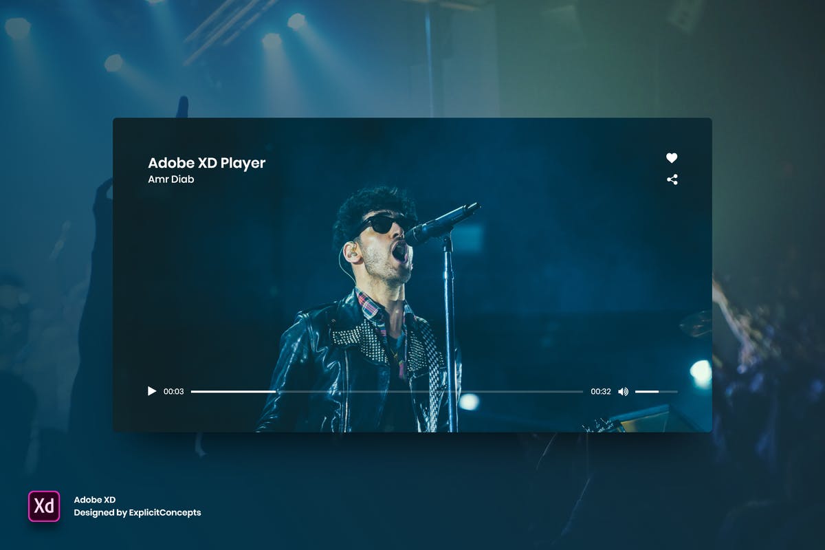 网络视频播放器小部件网站设计素材 Video Player – Adobe XD插图