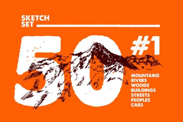 50种素描图案素材合集 50 Sketch Set #1