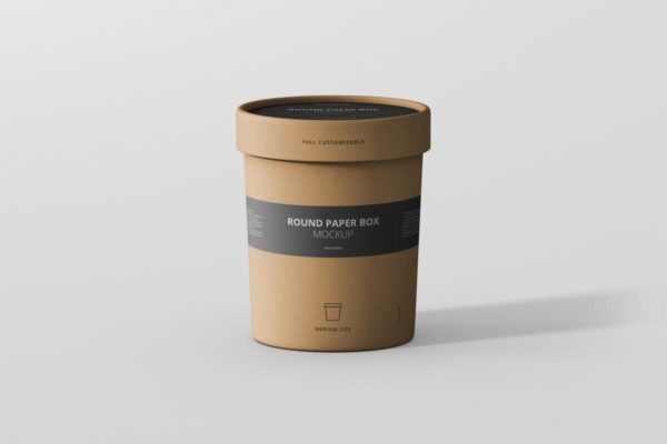 茶叶/咖啡中等尺寸纸筒包装样机模板 Paper Box Mockup Round – Medium Size