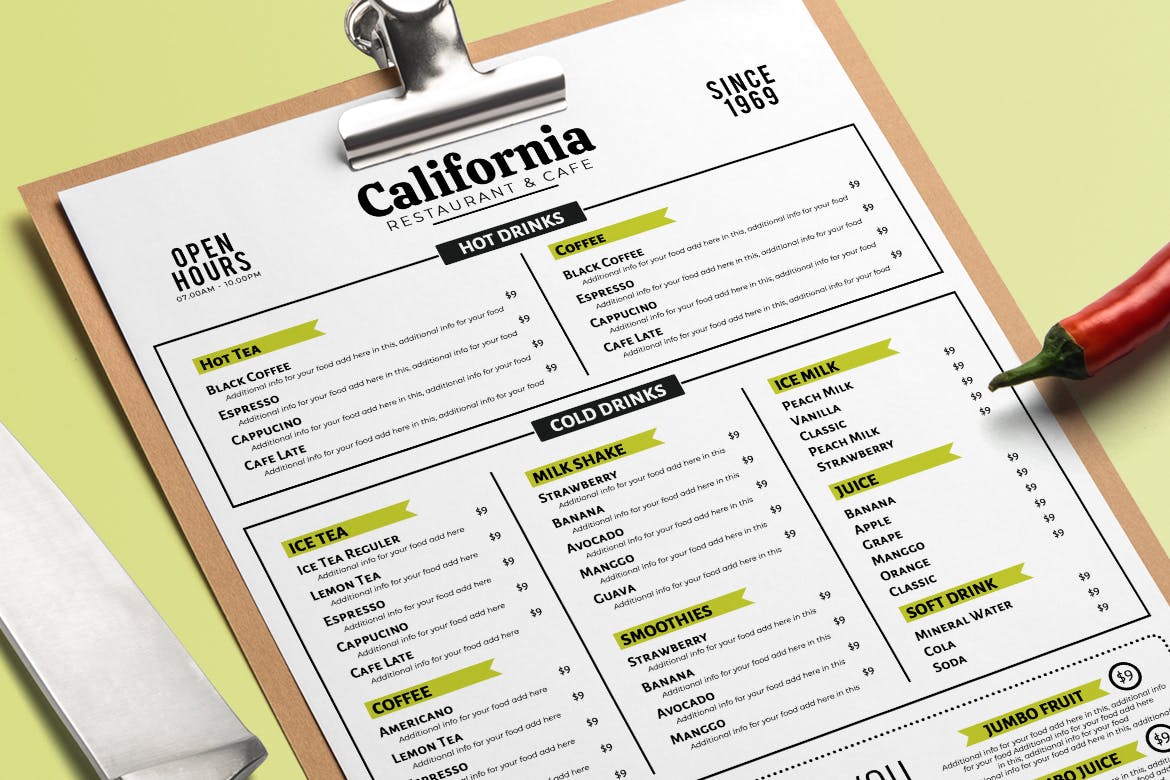 奶茶店/雪糕店/咖啡店极简设计风格菜单模板v2 Minimal Resto Food Menu Vol. 2插图(1)