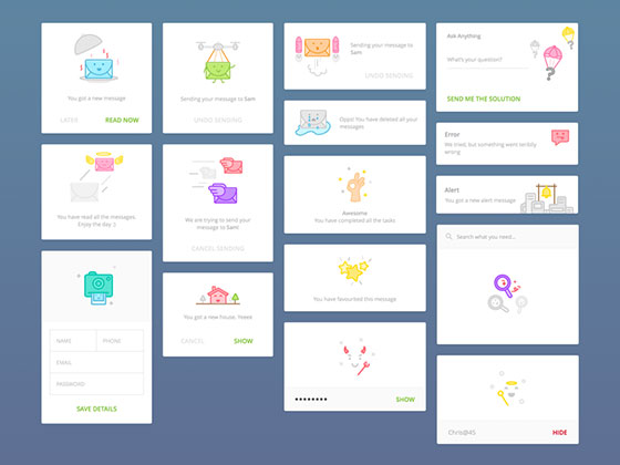 Cute Message Cards素材之家精选sketch素材