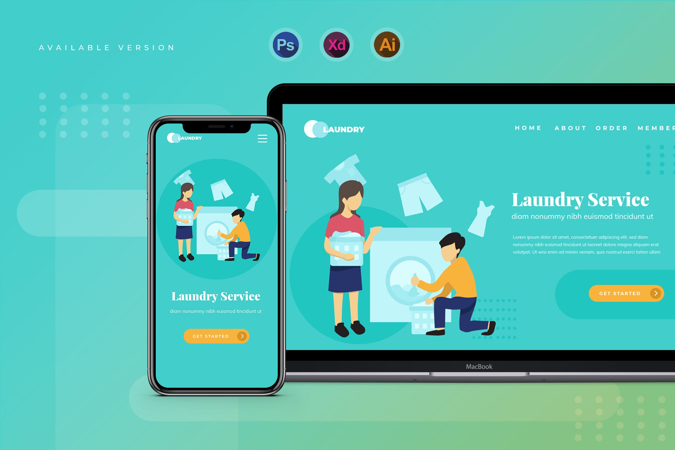 洗衣服务主题网站Banner&落地页设计素材库精选 Laundry Service – Banner & Landing Page插图