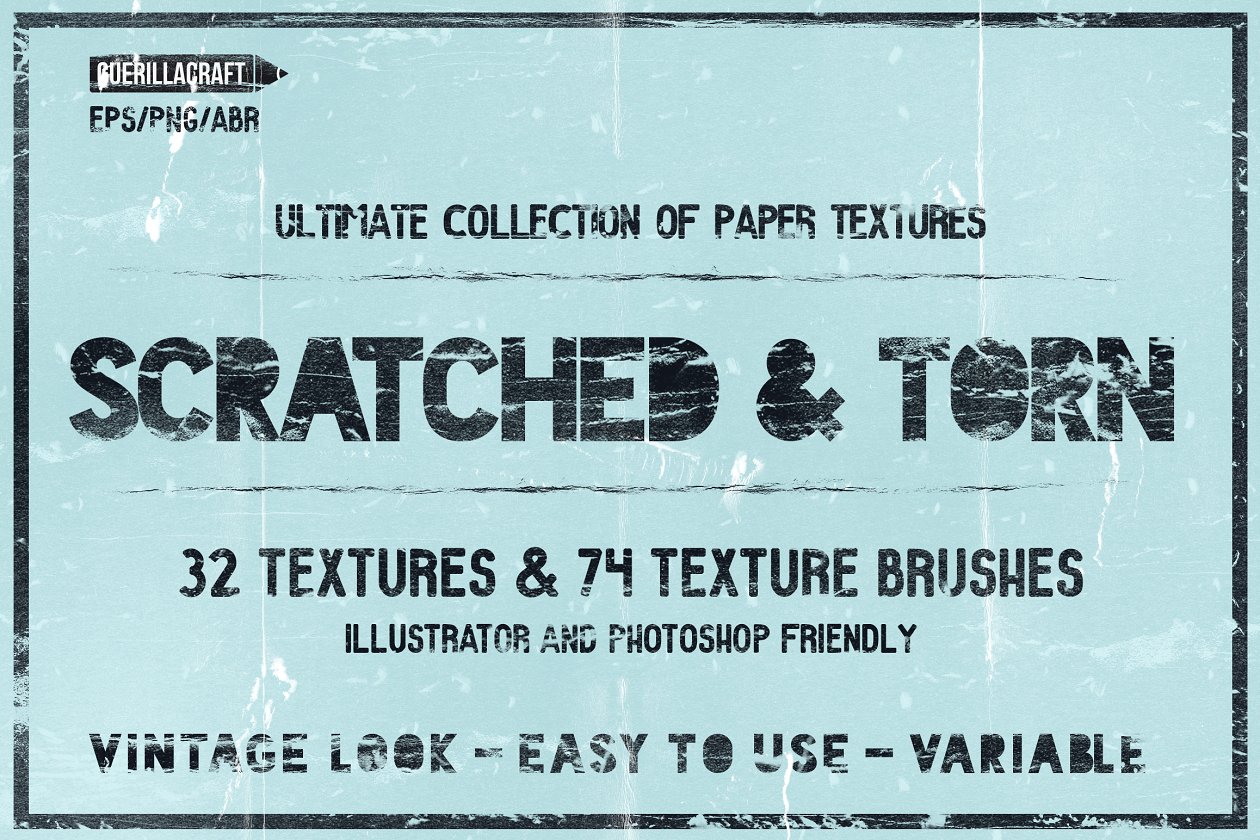 撕破做旧纸张纹理 Scratched & Torn paper textures插图