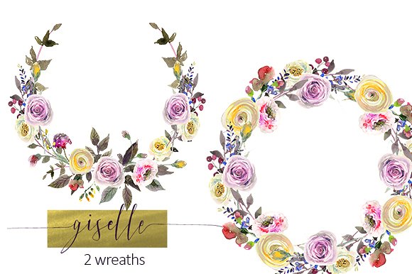 黄色粉色水彩花卉剪贴画合集 Watercolor Pink Yellow Flowers插图(3)