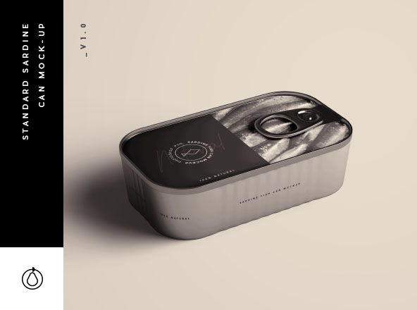 沙丁鱼罐头包装外观设计样机PSD模板 Sardine Can Mockup PSD