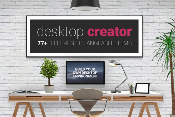 逼真的工作桌面办公场景样机 Desktop Creator Mockup