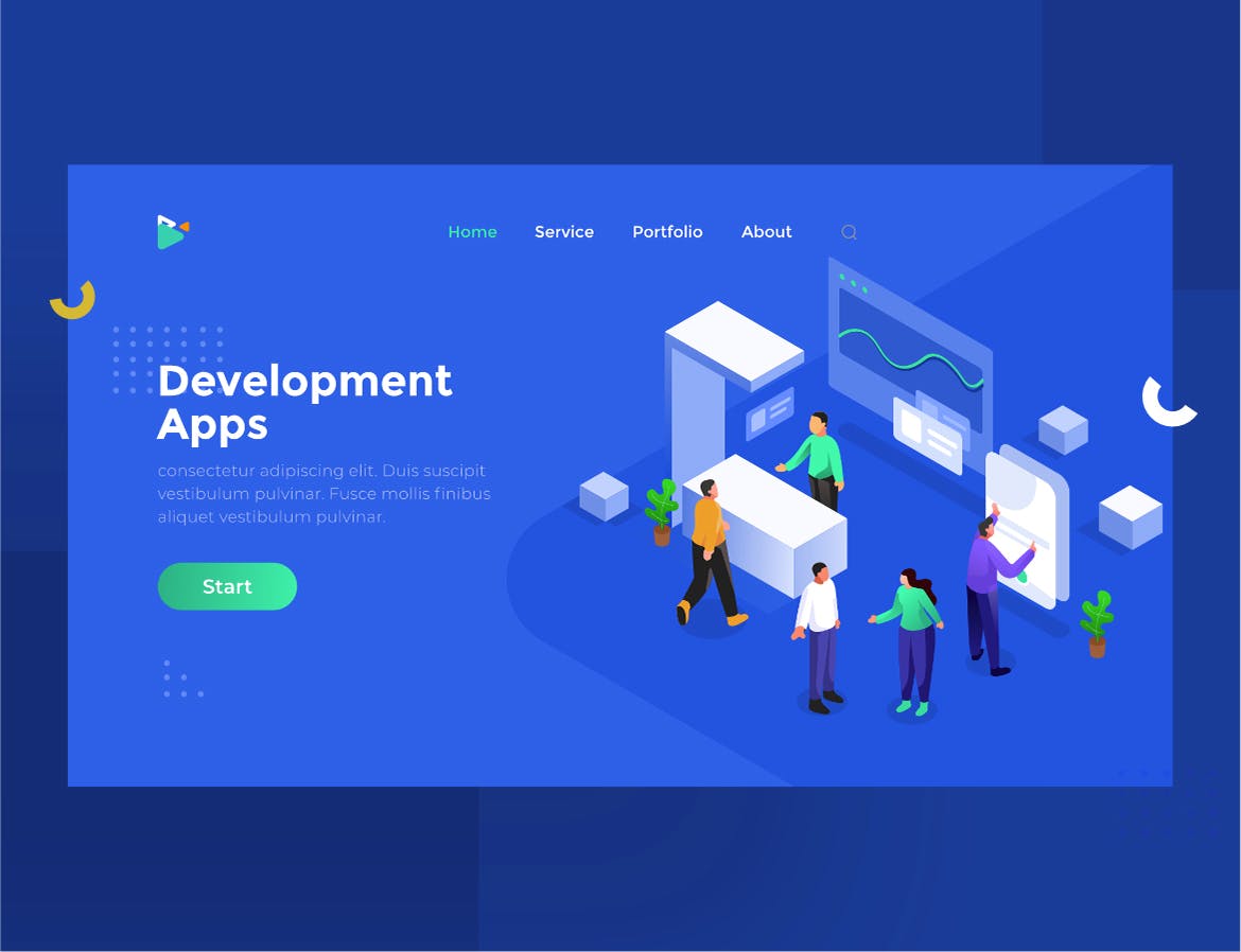 网站设计程序开发主题矢量插画素材 Application Development Illustration for Website插图(1)