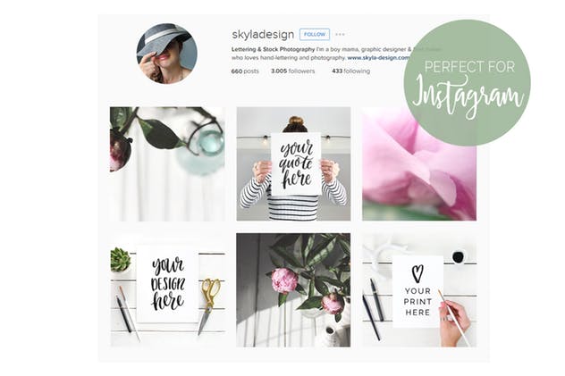 Instagram社交新媒体引语贴图印刷品样机 Quote + Print mockup bundle插图(1)