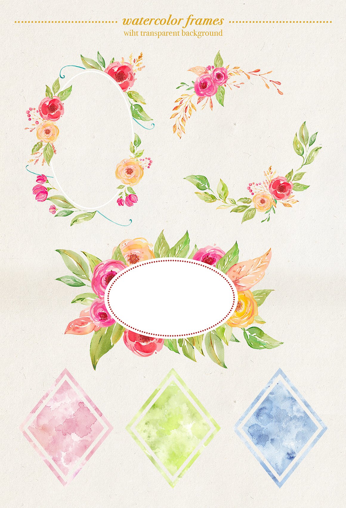 波西米亚风手绘水彩插画 Boho watercolor set插图(5)