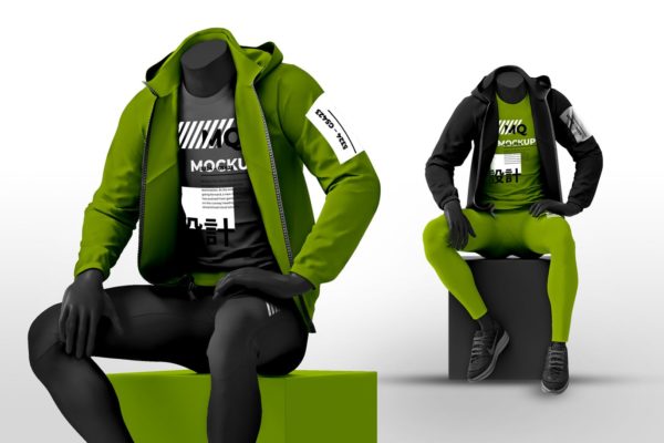 男模连帽衫上身效果图样机素材库精选模板 Male Mannequin with Hoodie Mockups
