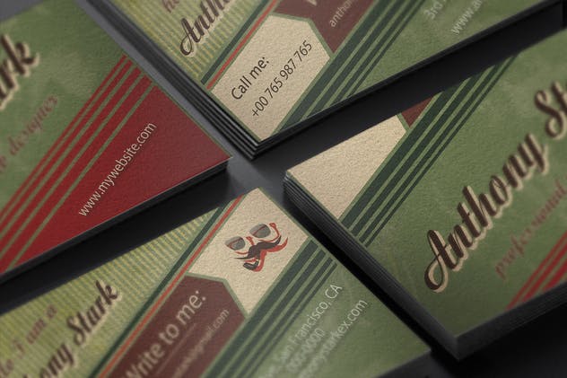复古风格企业名片设计模板 Retro Business Card Design插图(1)