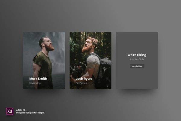 适用于Adobe XD的网站设计卡片UI模板素材Vol.4 Team Vol 04 – Adobe XD