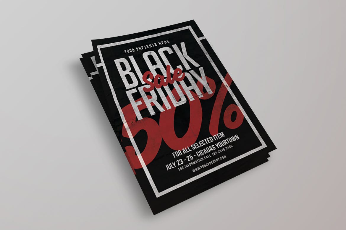 2019黒五海淘购物节促销广告海报模板 Black Friday Sale Flyer插图(3)