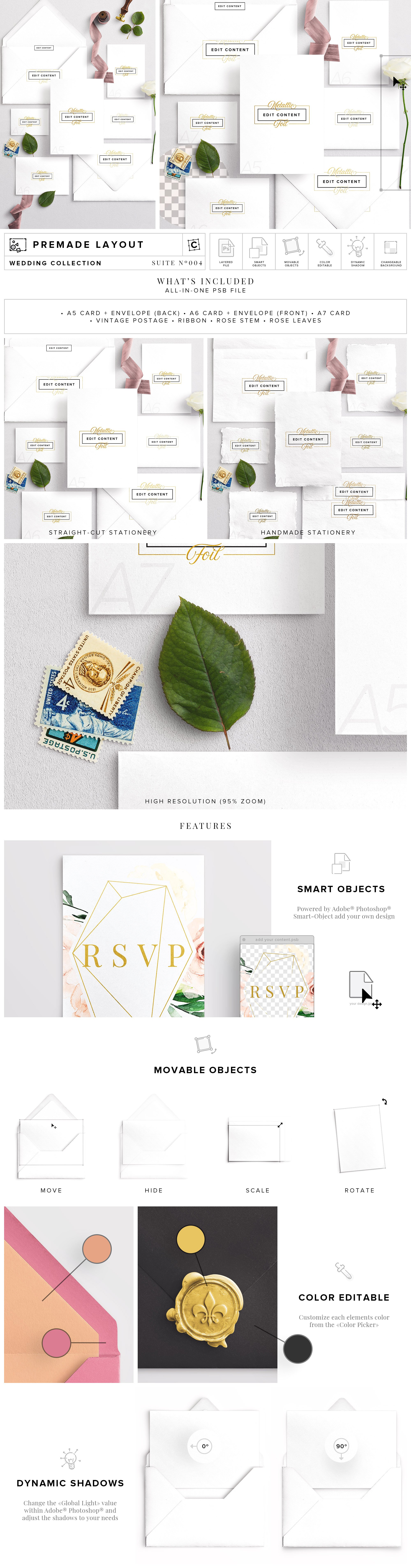 婚礼设计物料场景样机合集 Wedding Suite Scene Mockup插图