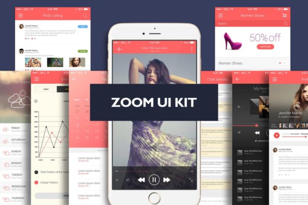 电商/资讯/影音等多用途 APP UI 套件 Zoom UI Kit