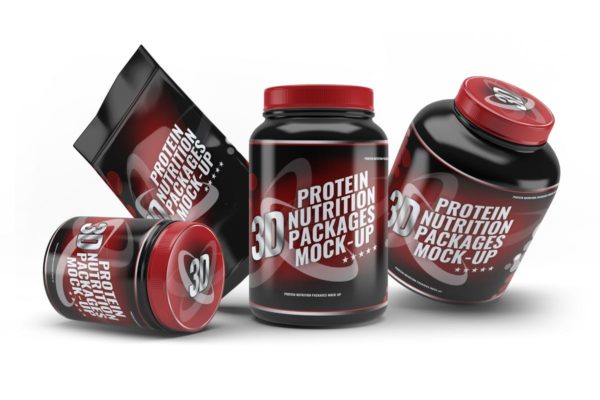 运动营养补充剂包装设计素材库精选模板 Sport Nutrition Packages Mock-Up