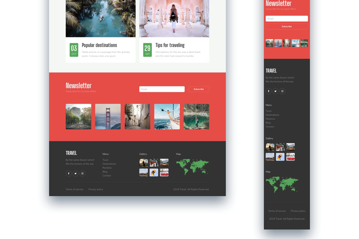 响应式旅游主题网站UI设计套件 Travel Responsive Landing Page插图(5)