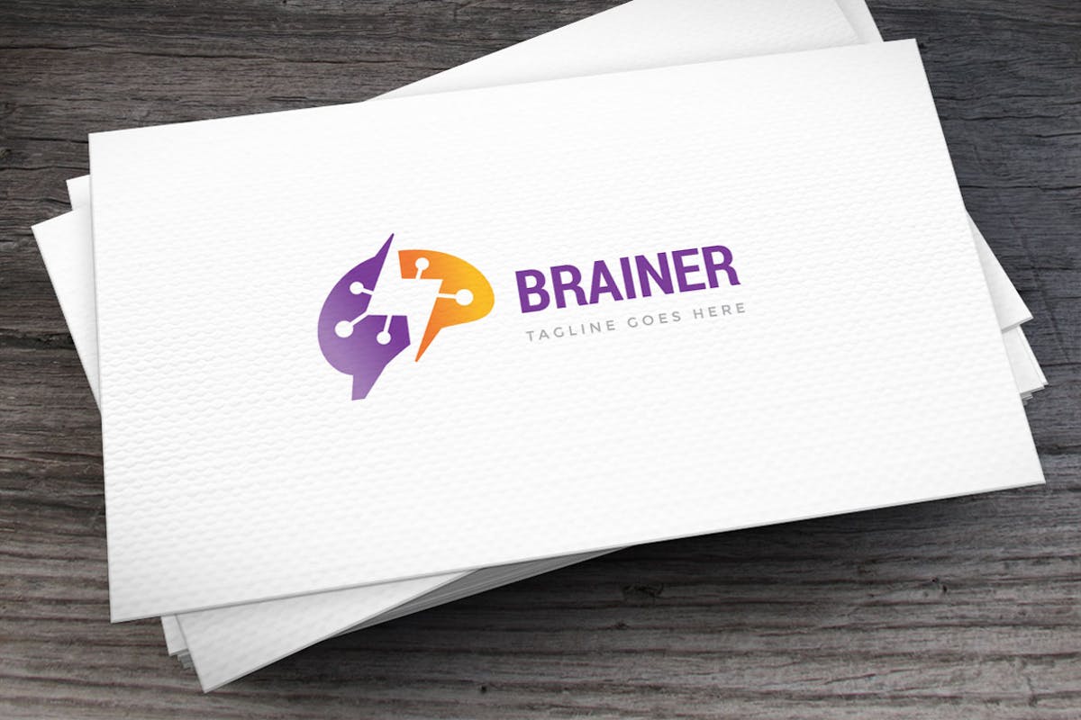 思维脑力创意Logo标志设计模板 Brain Power Logo Template插图